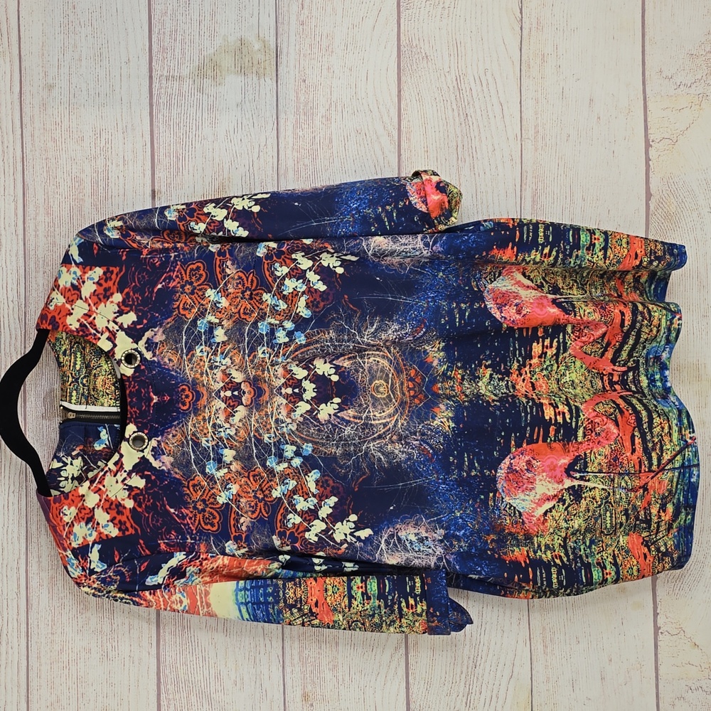 No brand multkcolored design flamingo dress or long tunic sz Large